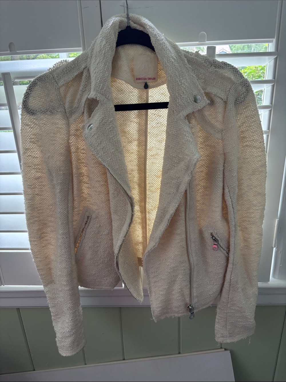 Rebecca Taylor Ivory Bouclé Moto Jacket